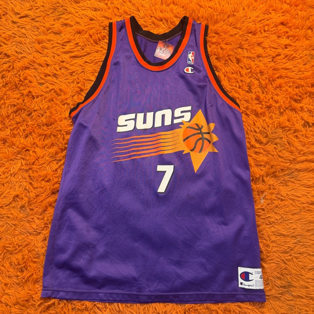 Vintage Champion Phoenix Suns Kevin Johnson 7 Jersey Purple Mesh USA Made Sz 48